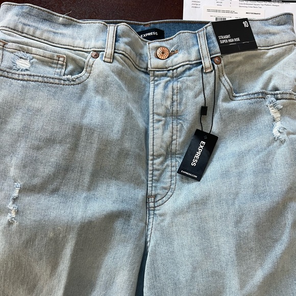 Express Straight Super High Rise Light Denim Jeans Size 10 - Picture 1 of 3